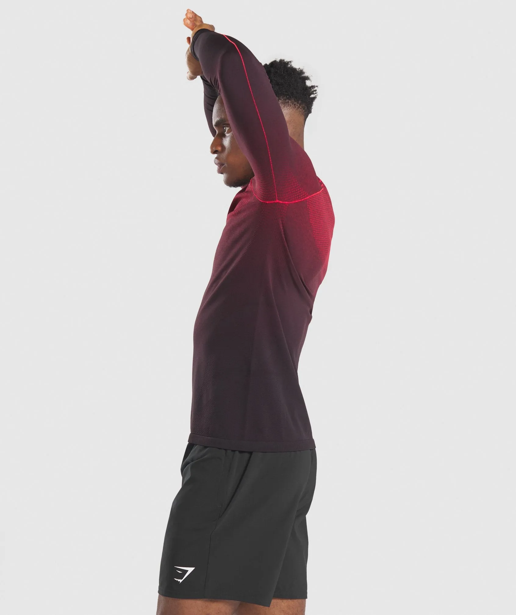 Gymshark Vital Ombre Seamless Long Sleeve T-Shirt - Black/Red