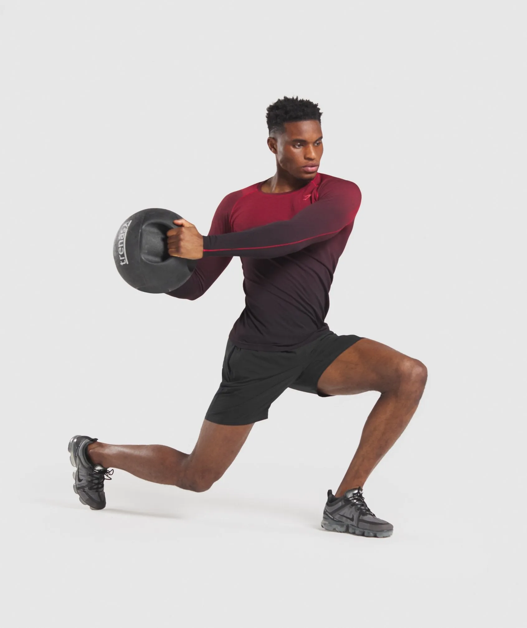 Gymshark Vital Ombre Seamless Long Sleeve T-Shirt - Black/Red