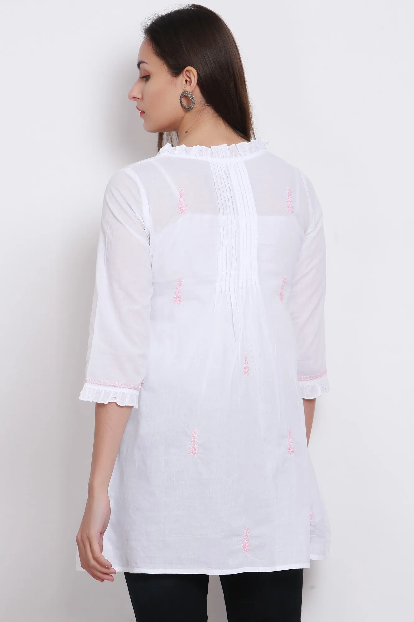 Hand Embroidered Women  Chikankari Cotton Tunic-PC864