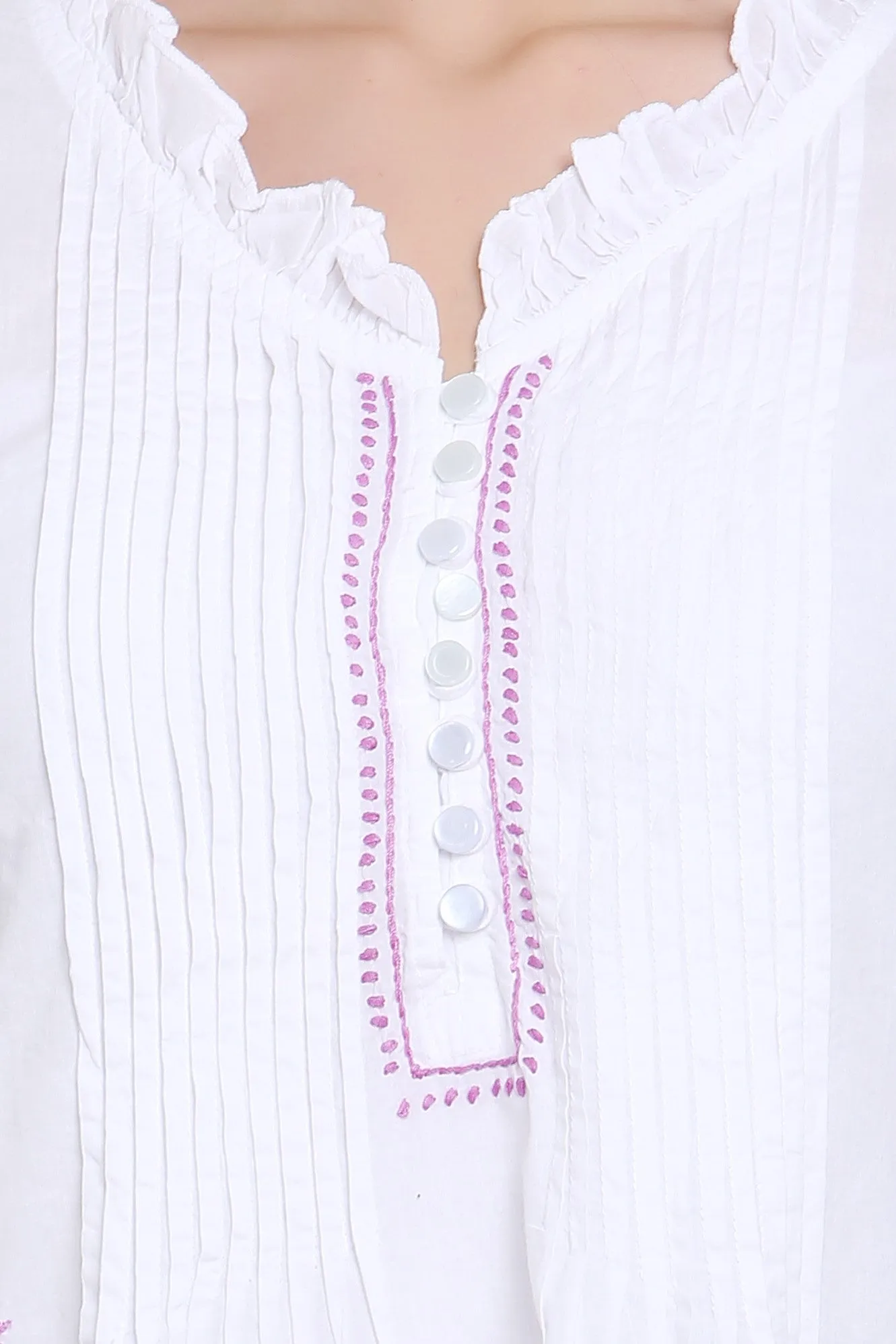Hand Embroidered Women  Chikankari Cotton Tunic-PC864