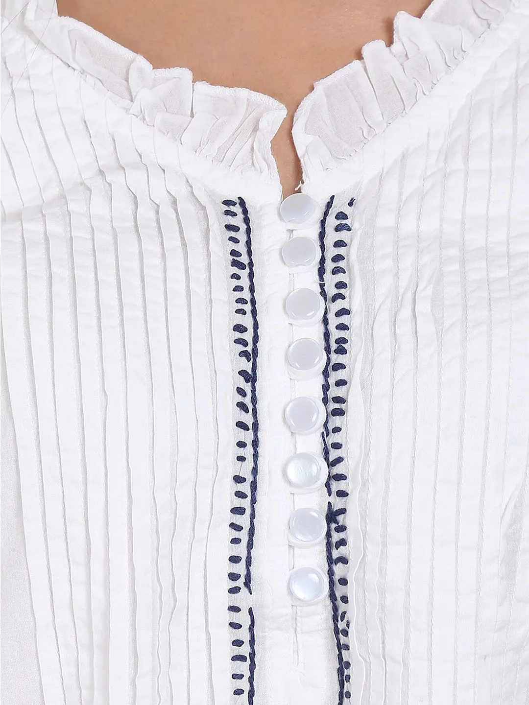 Hand Embroidered Women  Chikankari Cotton Tunic-PC864