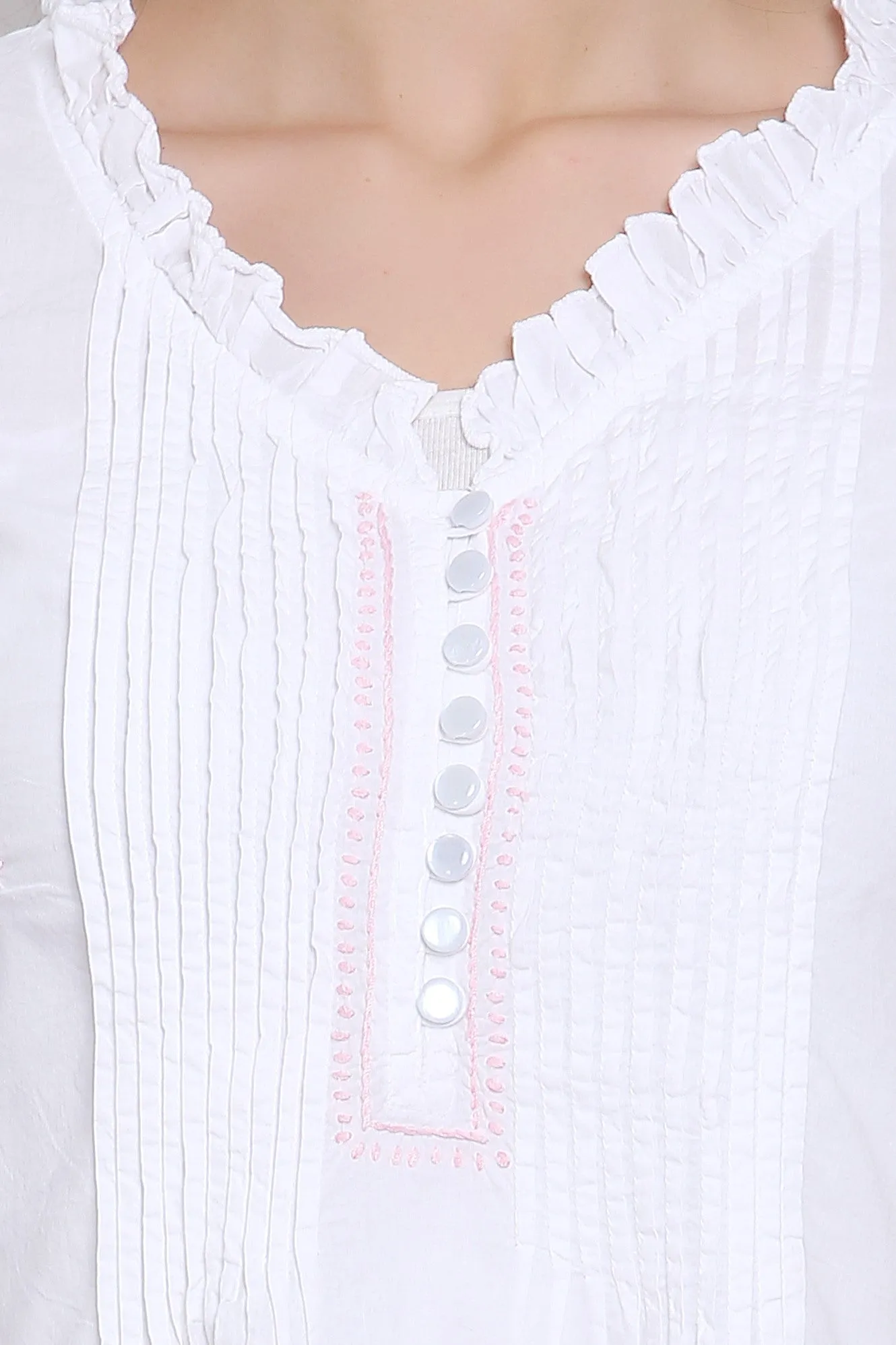 Hand Embroidered Women  Chikankari Cotton Tunic-PC864