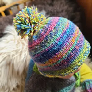 Handkit Multicolor Baby Hat with PomPom