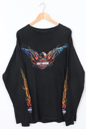 HARLEY DAVIDSON 60th Anniversary Flame Sleeve Detail Long Sleeve Tee (XXL)