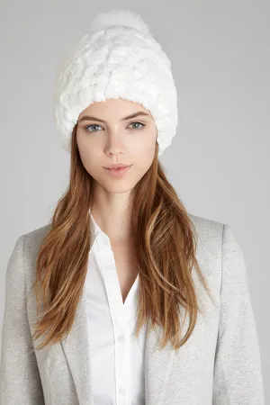 Harper White Pom-Pom Fur Hat