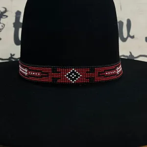 Hatband B2-RR | 11 Row Stretch Red, Pearl, Black