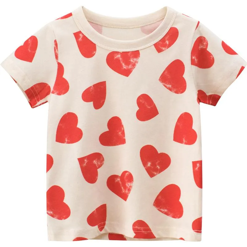 Heart Print Short Sleeve T-shirt for Toddler Girls