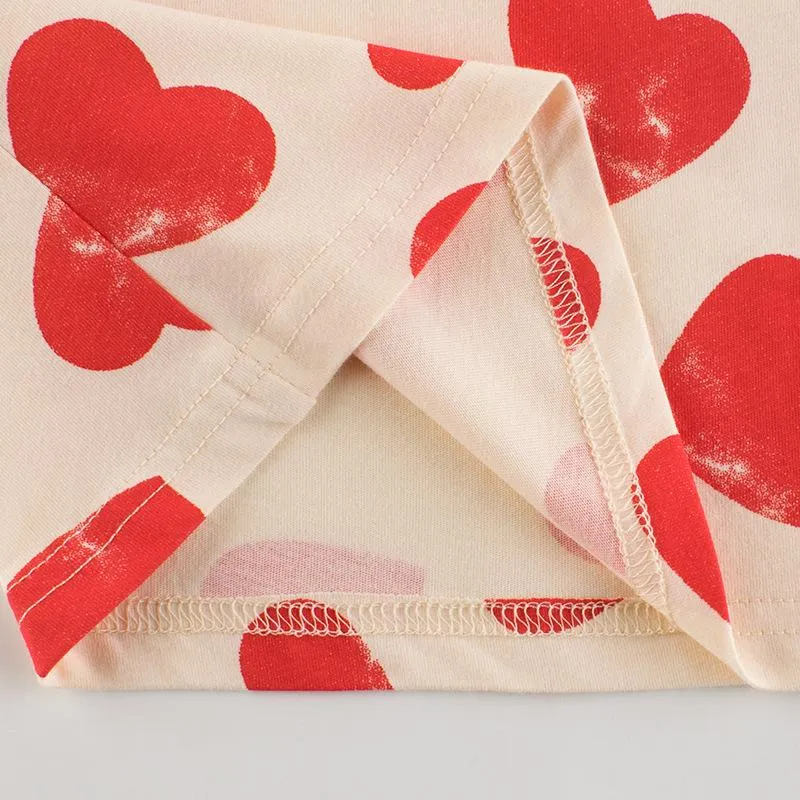 Heart Print Short Sleeve T-shirt for Toddler Girls