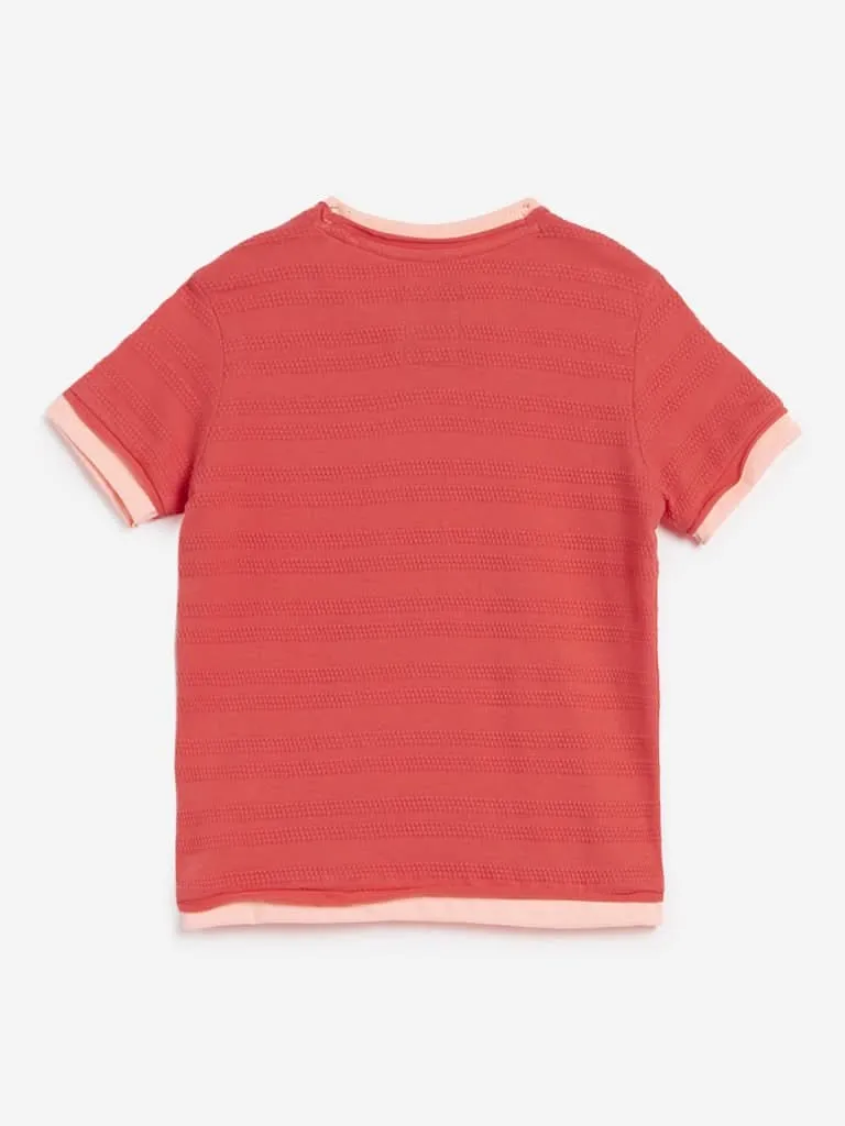 HOP Kids Coral Striped T-Shirt