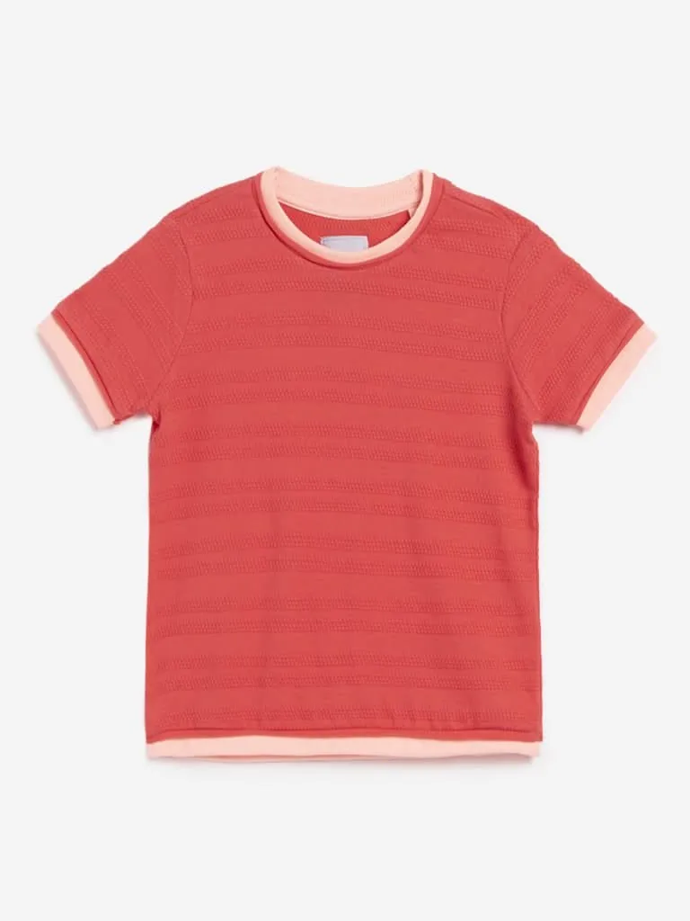 HOP Kids Coral Striped T-Shirt