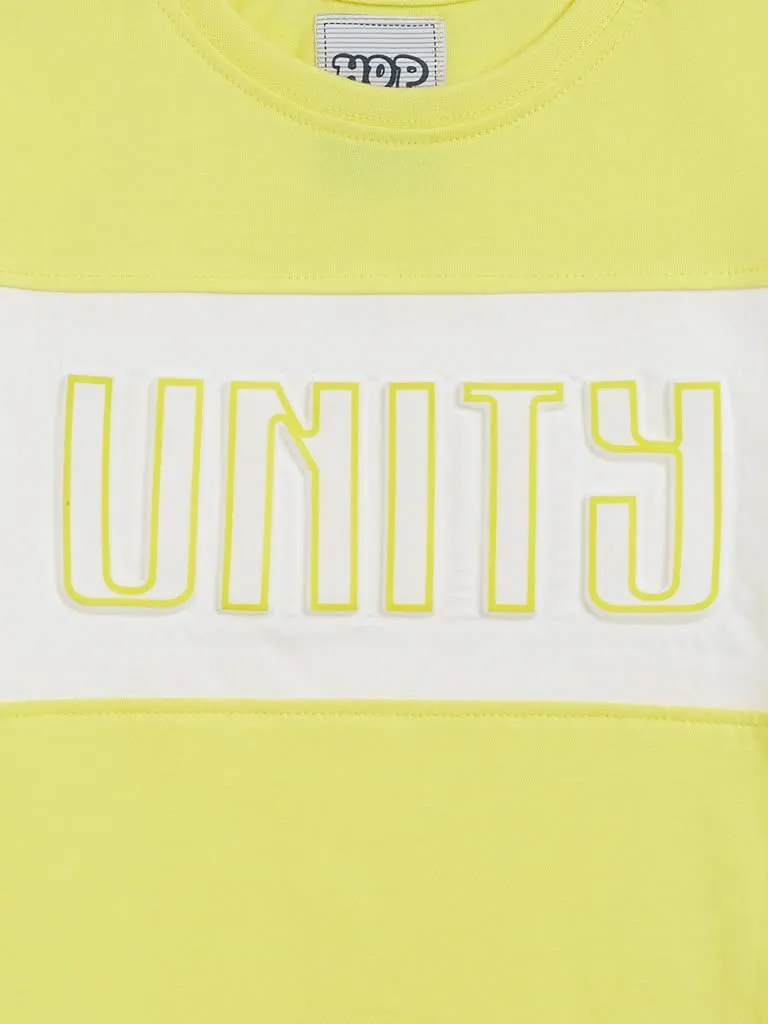 HOP Kids Yellow Text Patterned T-Shirt