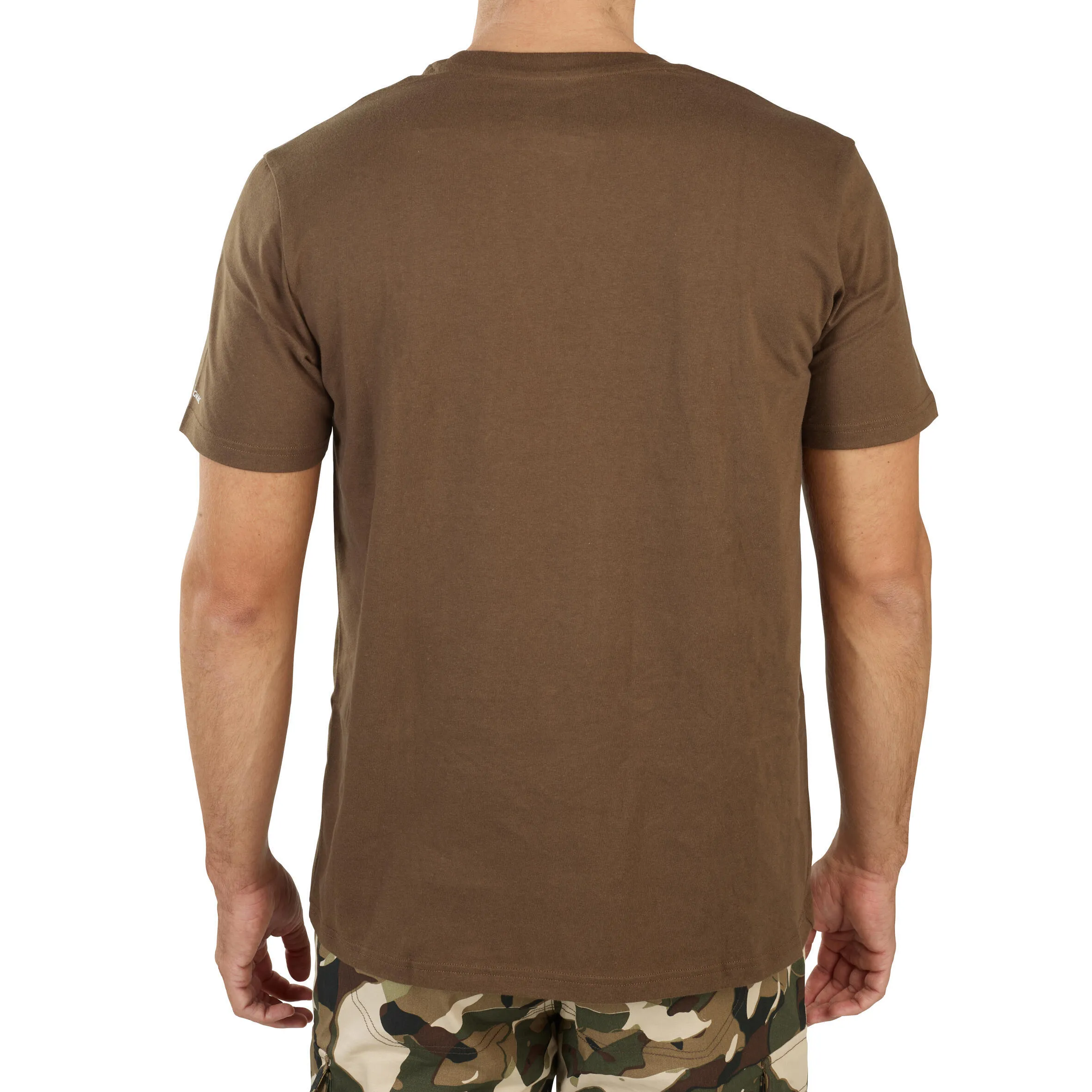 Hunting T-shirt 100% cotton deer brown SOLOGNAC, cocoa