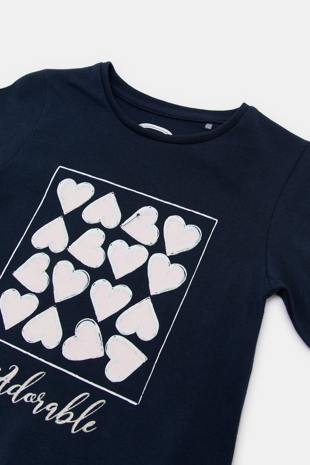 Infant Girls Navy Printed T-Shirt