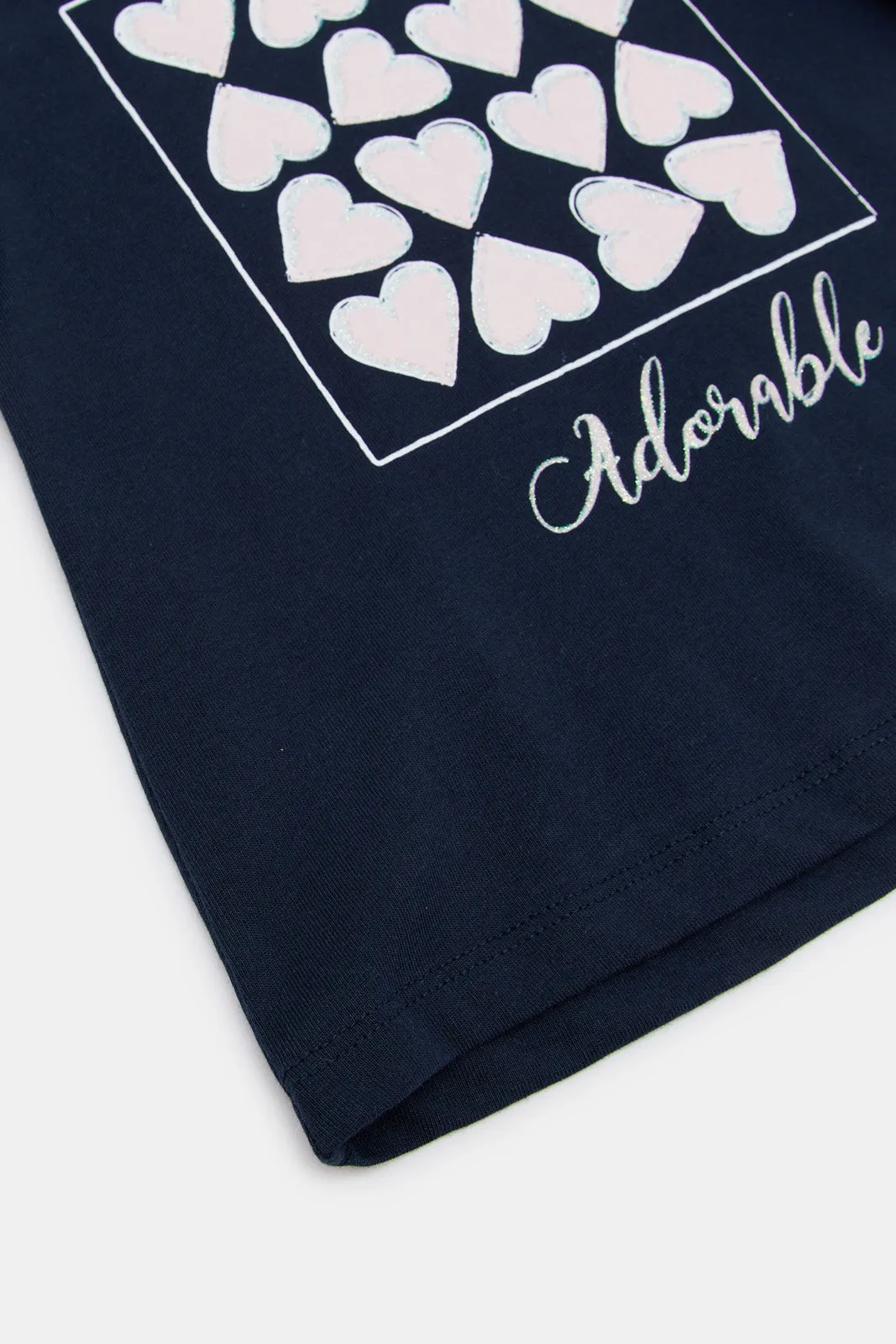 Infant Girls Navy Printed T-Shirt
