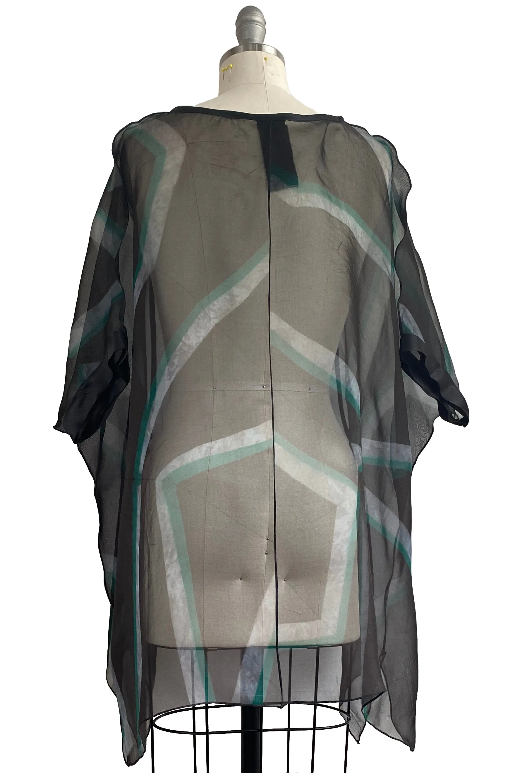 Jo Top Silk Organza w/ Shibori Itajime Dye - Black & Blue