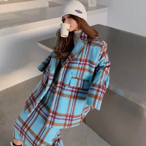June Blue Wool Plaids Suit - 2 Styles