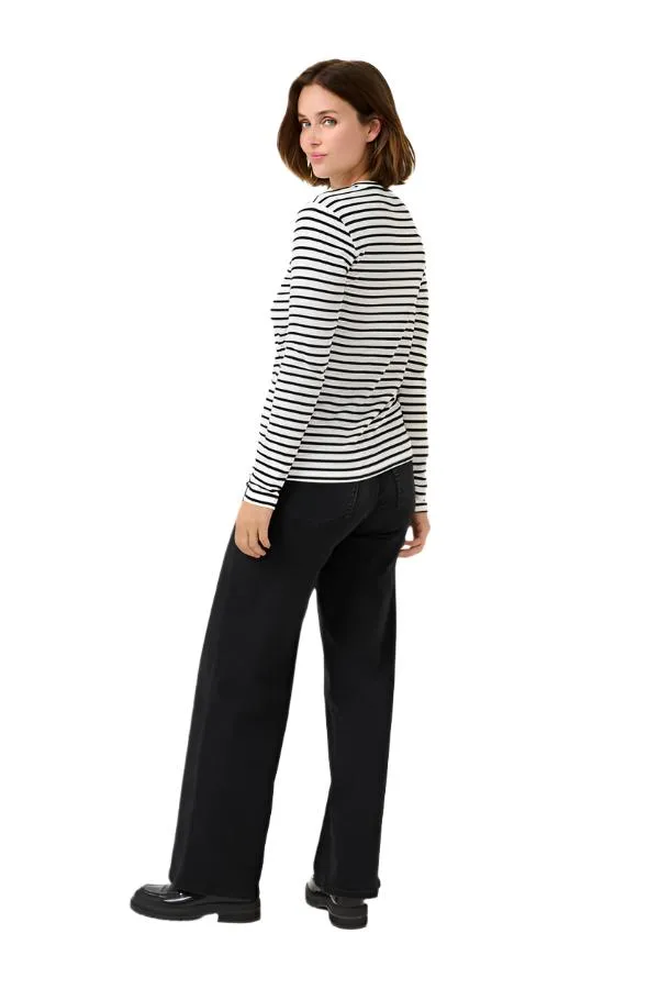 Kaffe Womens Liddy T-Shirt Chalk/Black-Fiery Red Heart