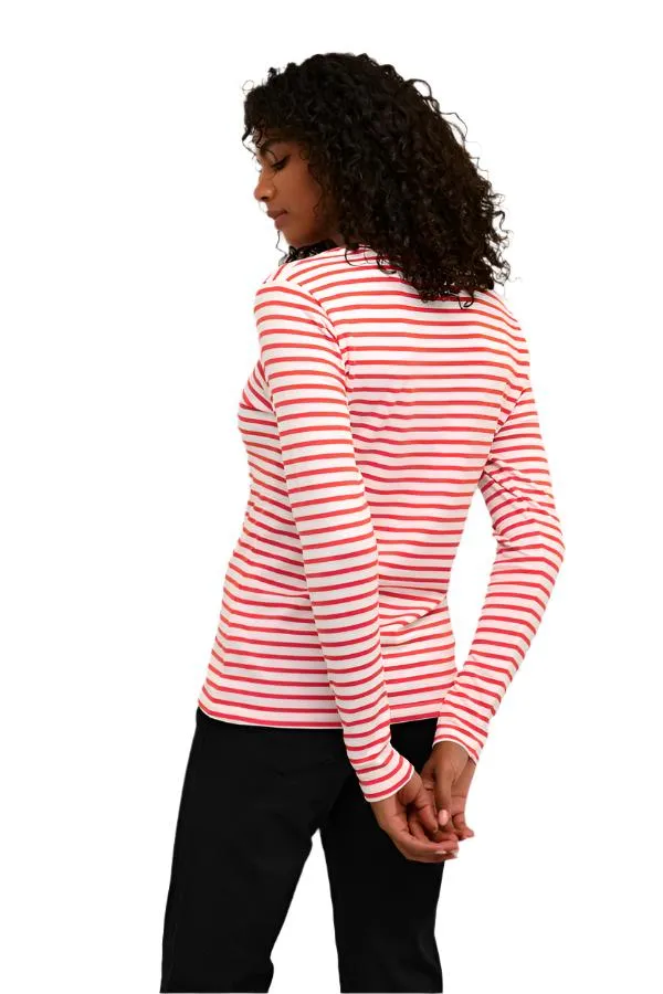 Kaffe Womens Liddy T-Shirt Chalk/Fiery Red Black Heart
