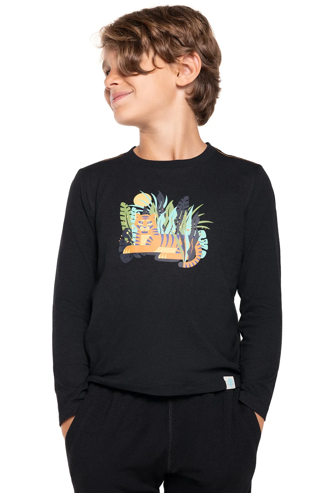 Kid's Coco Plum Everyday Long Sleeve Graphic T-Shirt  |  Black