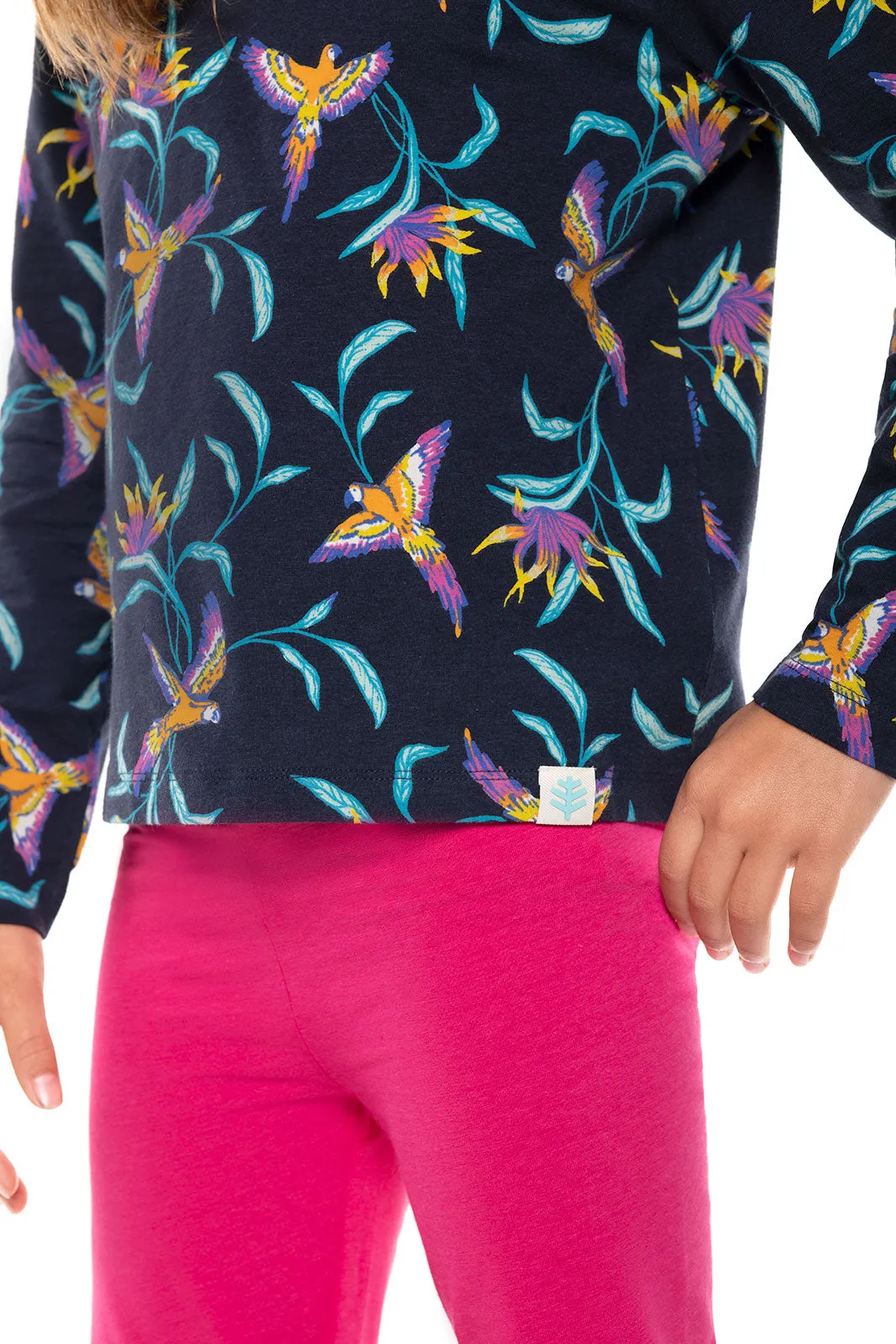 Kid's Coco Plum Everyday Long Sleeve T-Shirt  |  Navy Birds of Paradise