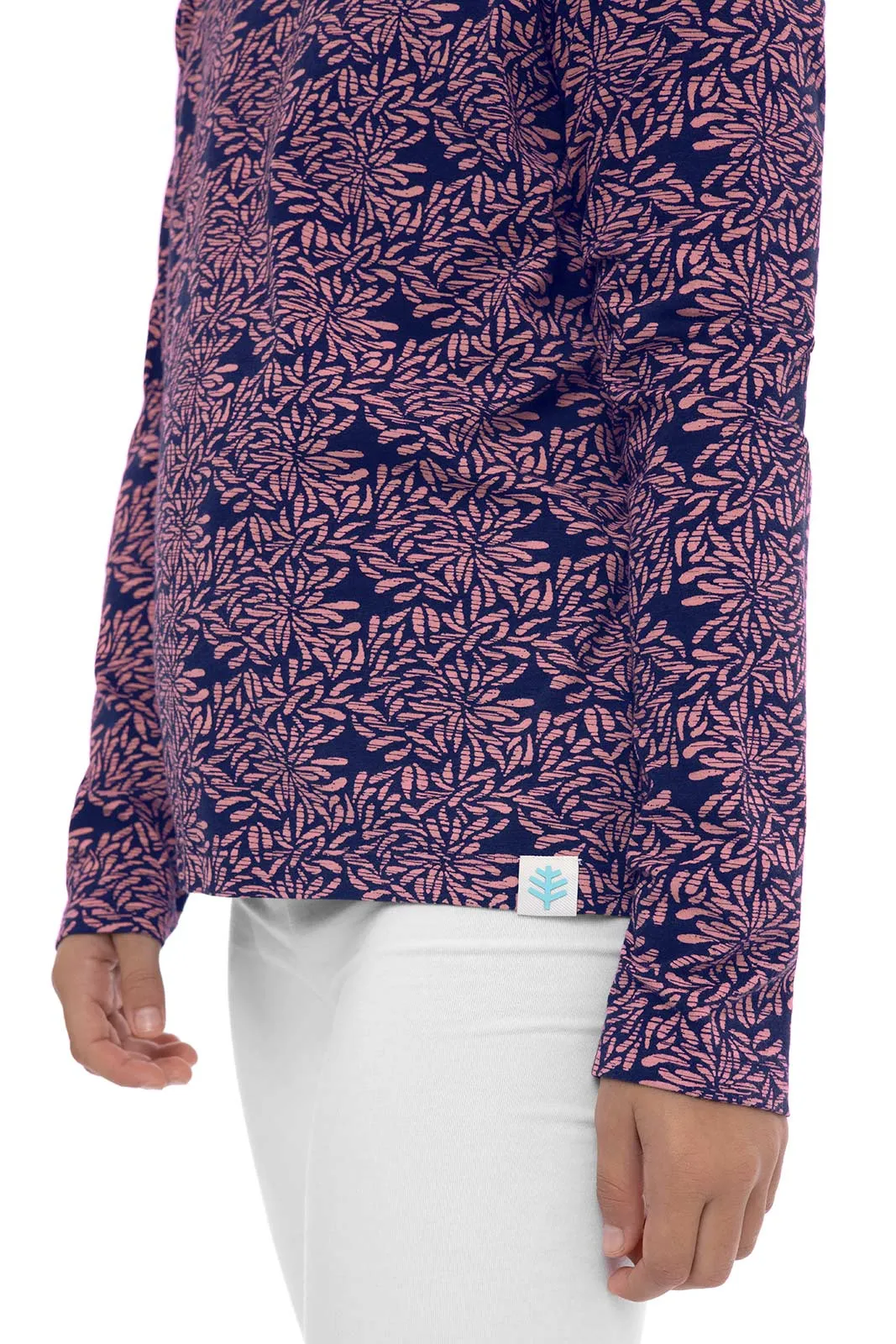 Kid's Coco Plum Everyday Long Sleeve T-Shirt | Peachy Pink Etched Flowers