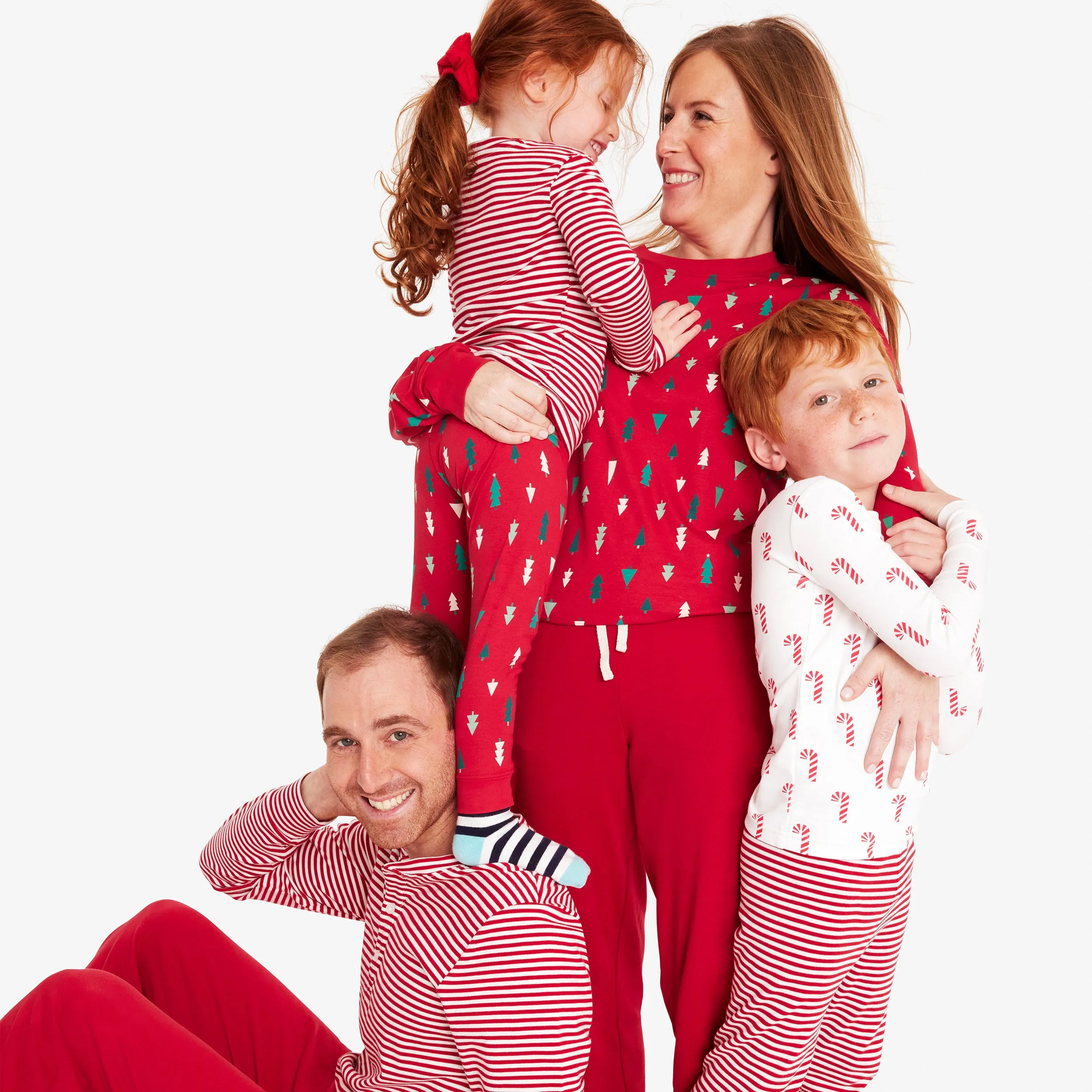 Kids organic long sleeve PJ top in candy canes