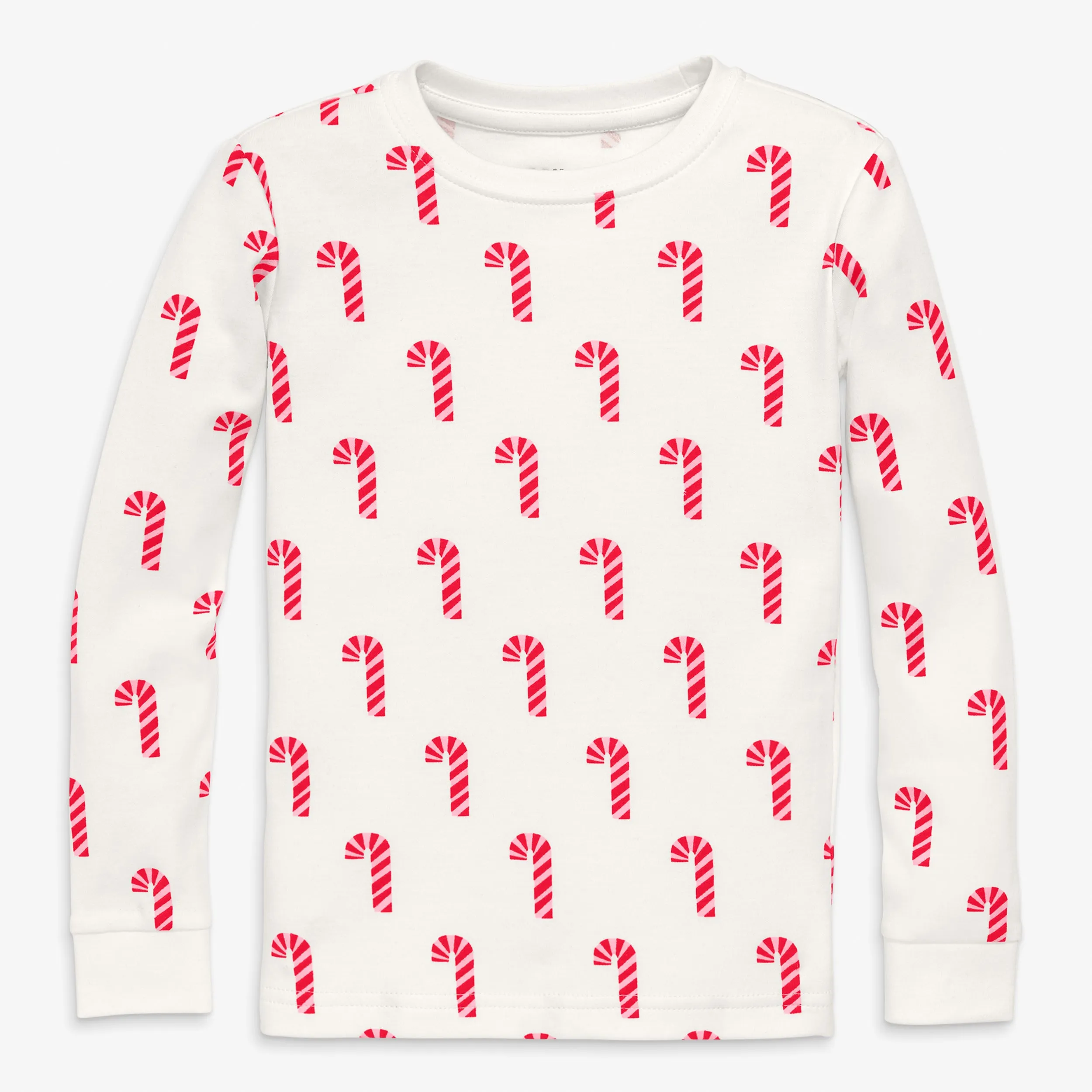 Kids organic long sleeve PJ top in candy canes