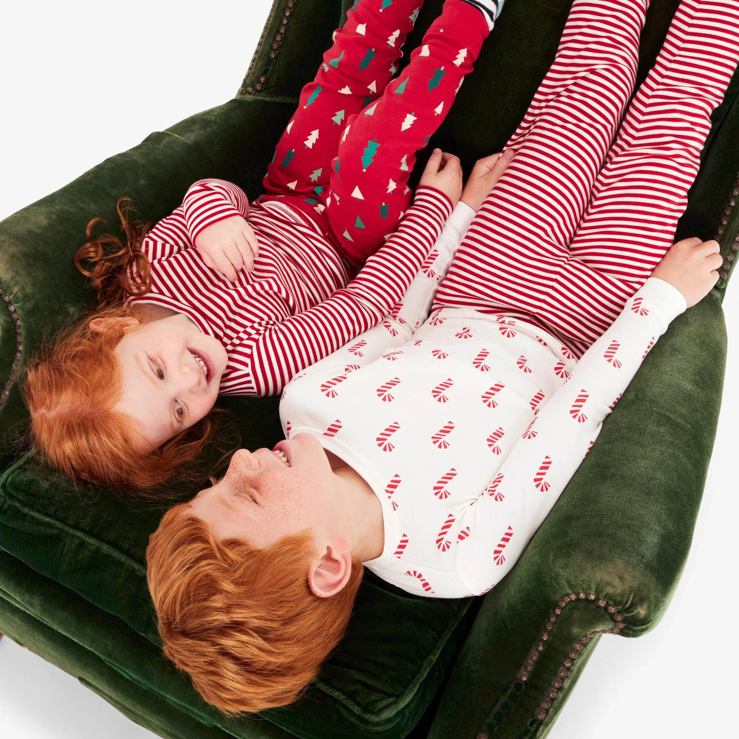 Kids organic long sleeve PJ top in candy canes