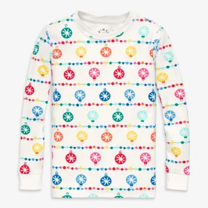 Kids organic long sleeve PJ top in confetti lights