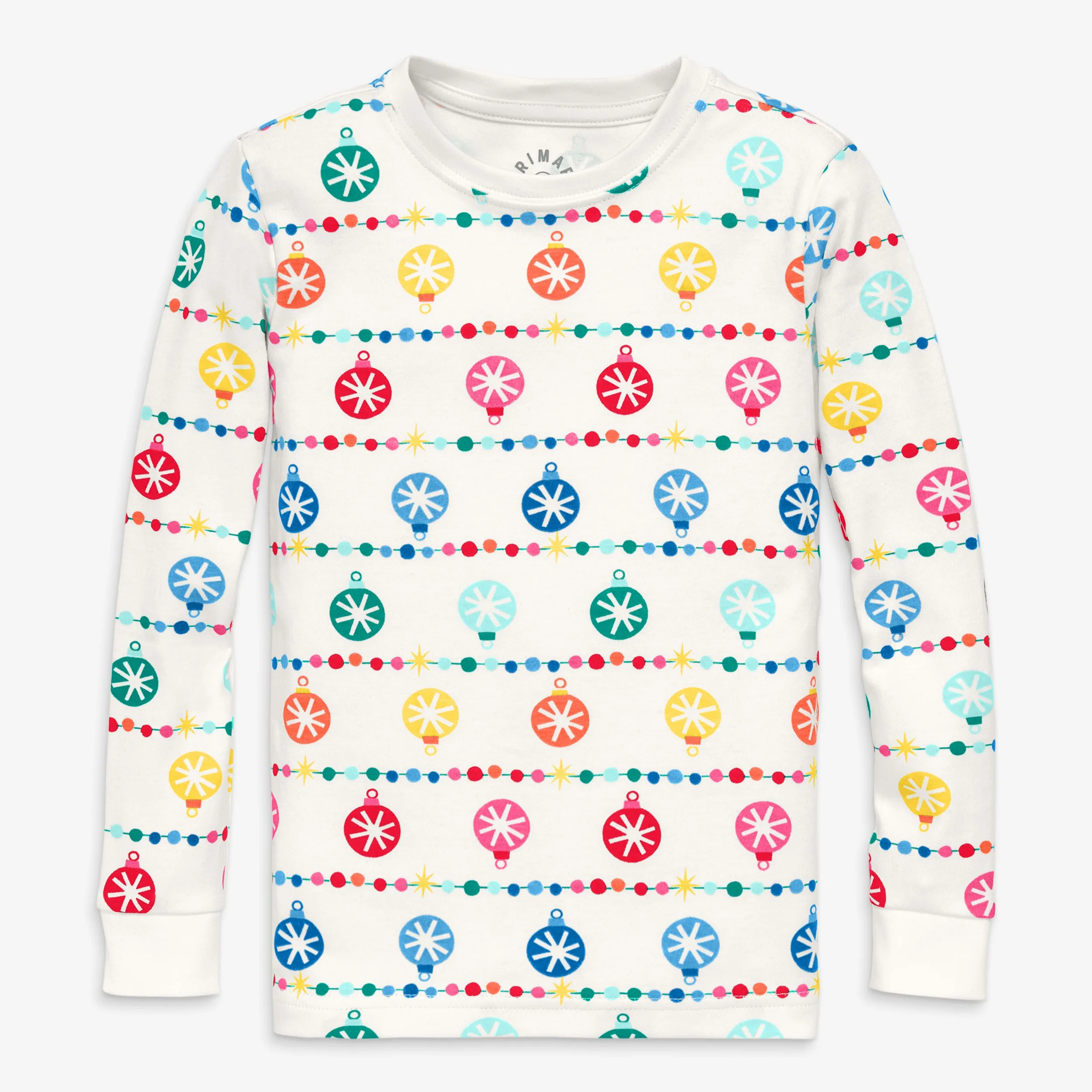 Kids organic long sleeve PJ top in confetti lights