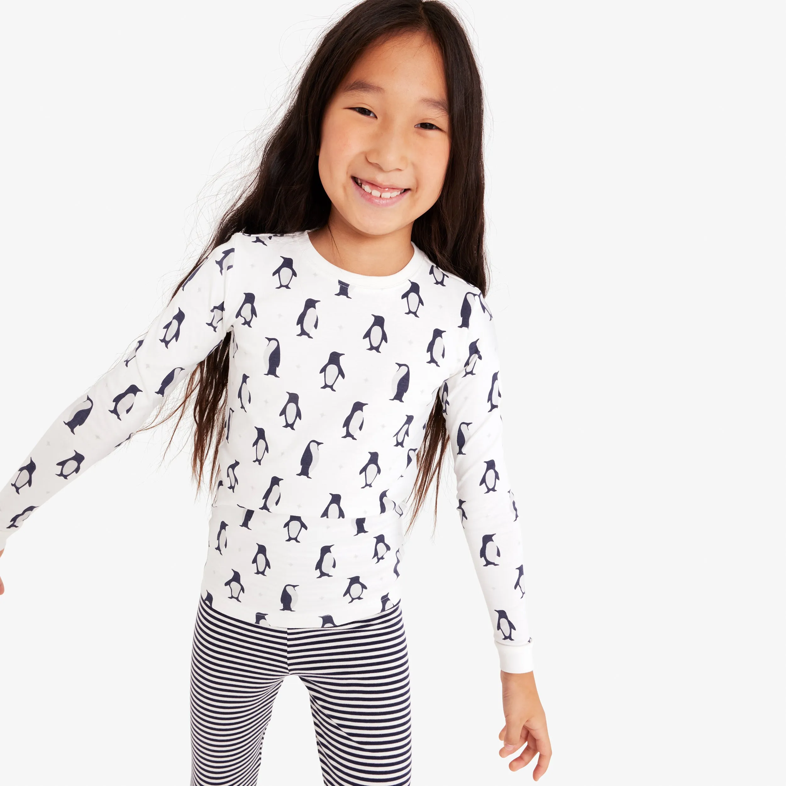 Kids organic long sleeve PJ top in penguin pals