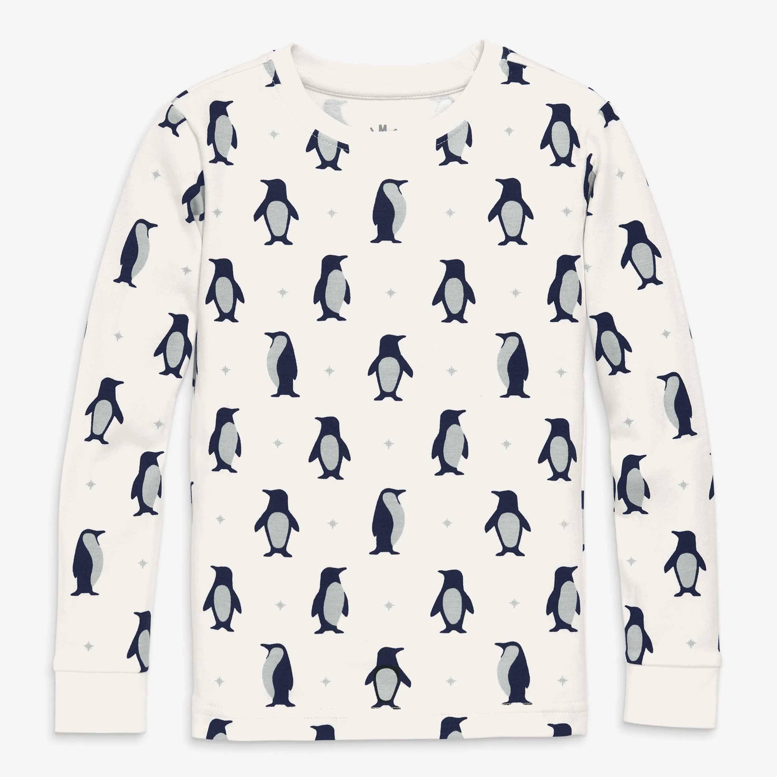 Kids organic long sleeve PJ top in penguin pals