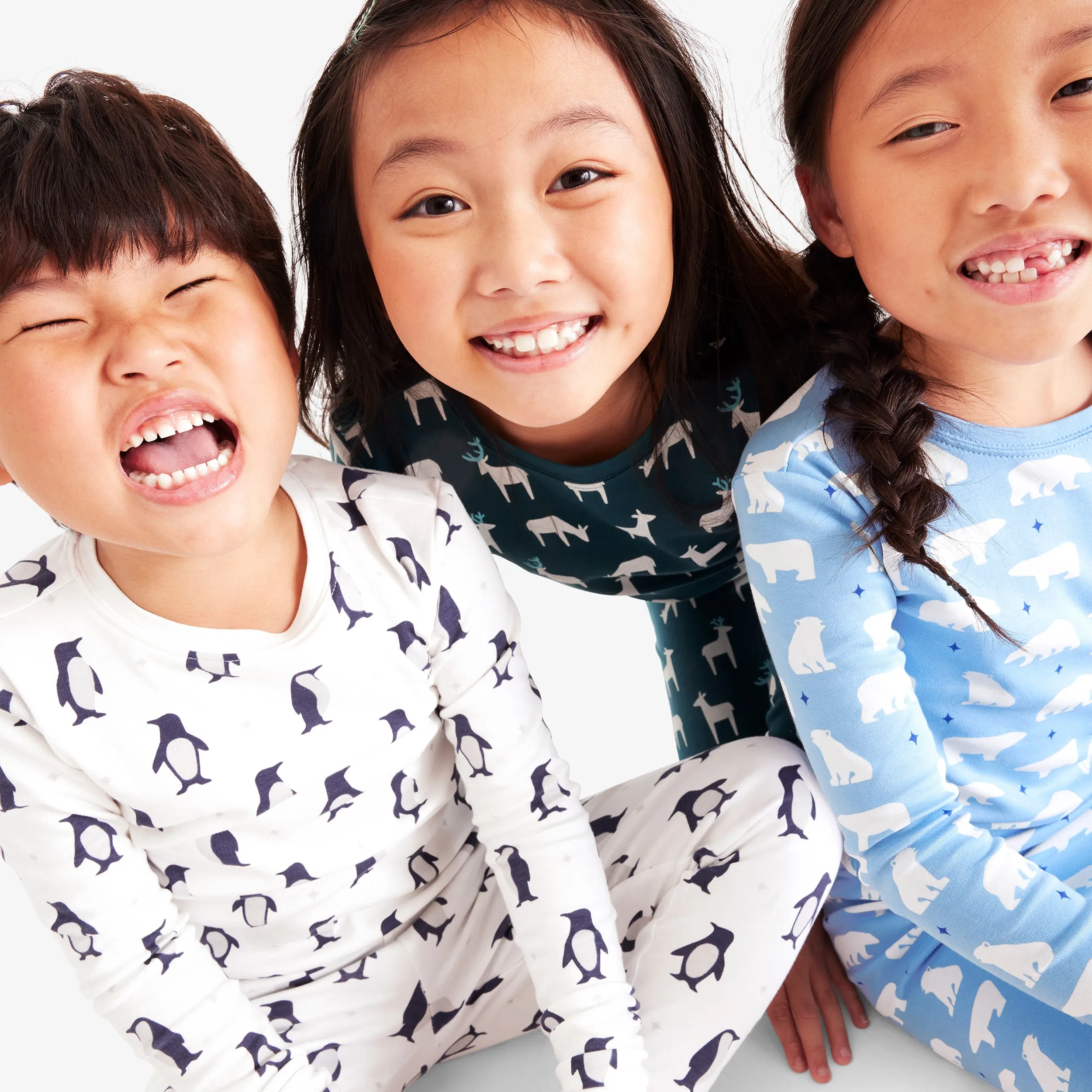Kids organic long sleeve PJ top in penguin pals