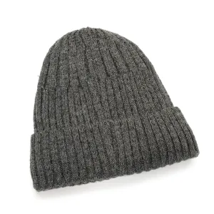 Knit Style Beanie Hat - Dark Grey