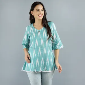 Laced Hem Ikat Cotton Top
