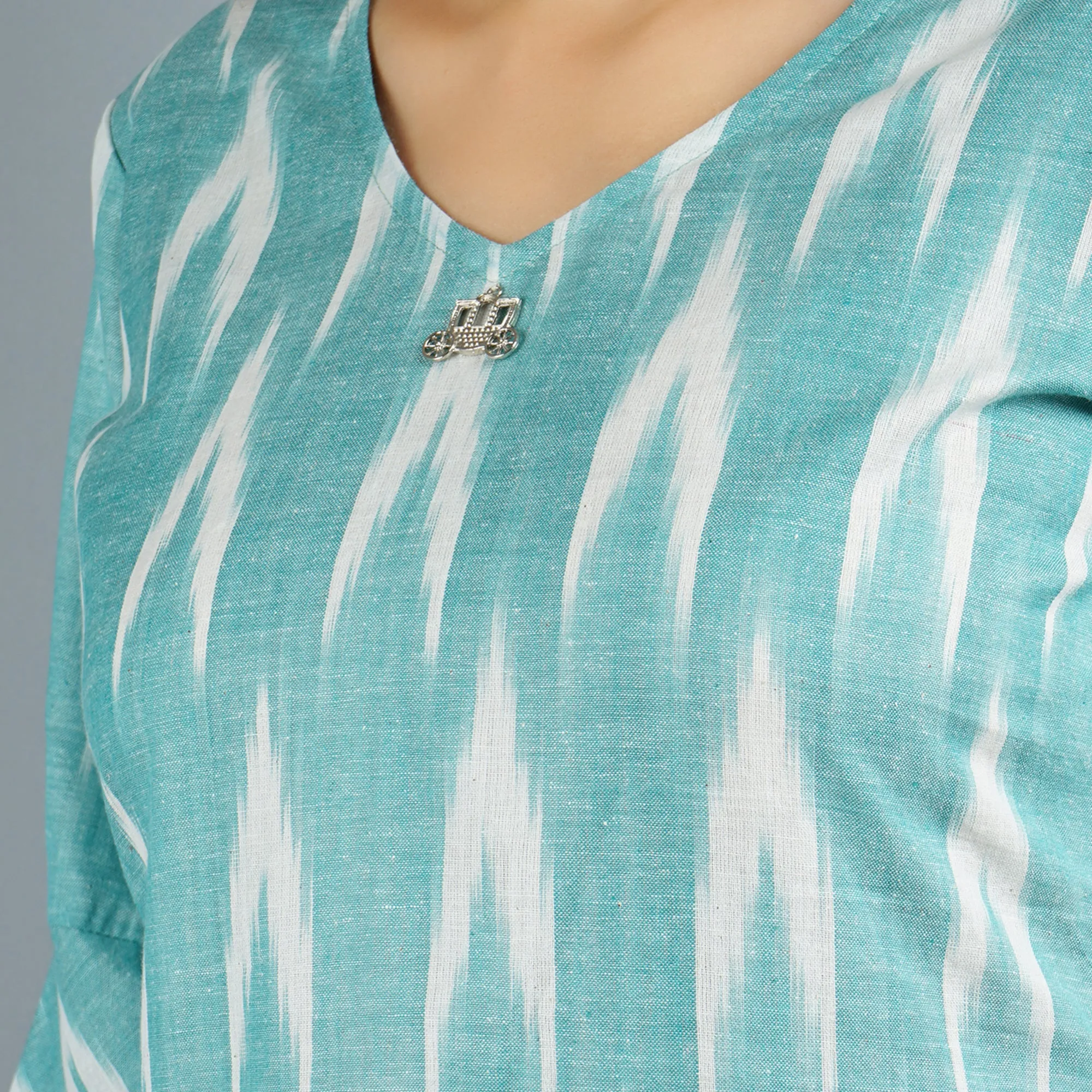 Laced Hem Ikat Cotton Top