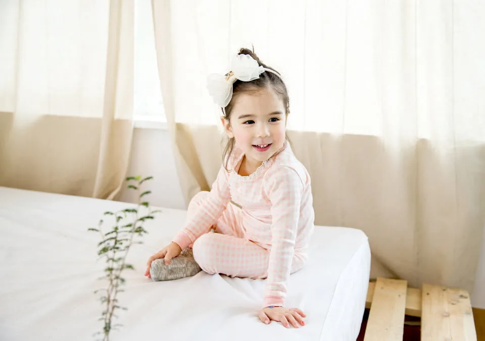 Lacy Check Pink Long Sleeve Pajama