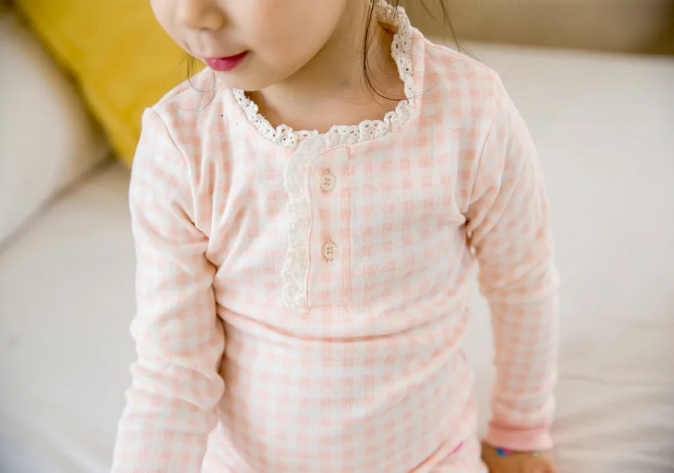 Lacy Check Pink Long Sleeve Pajama