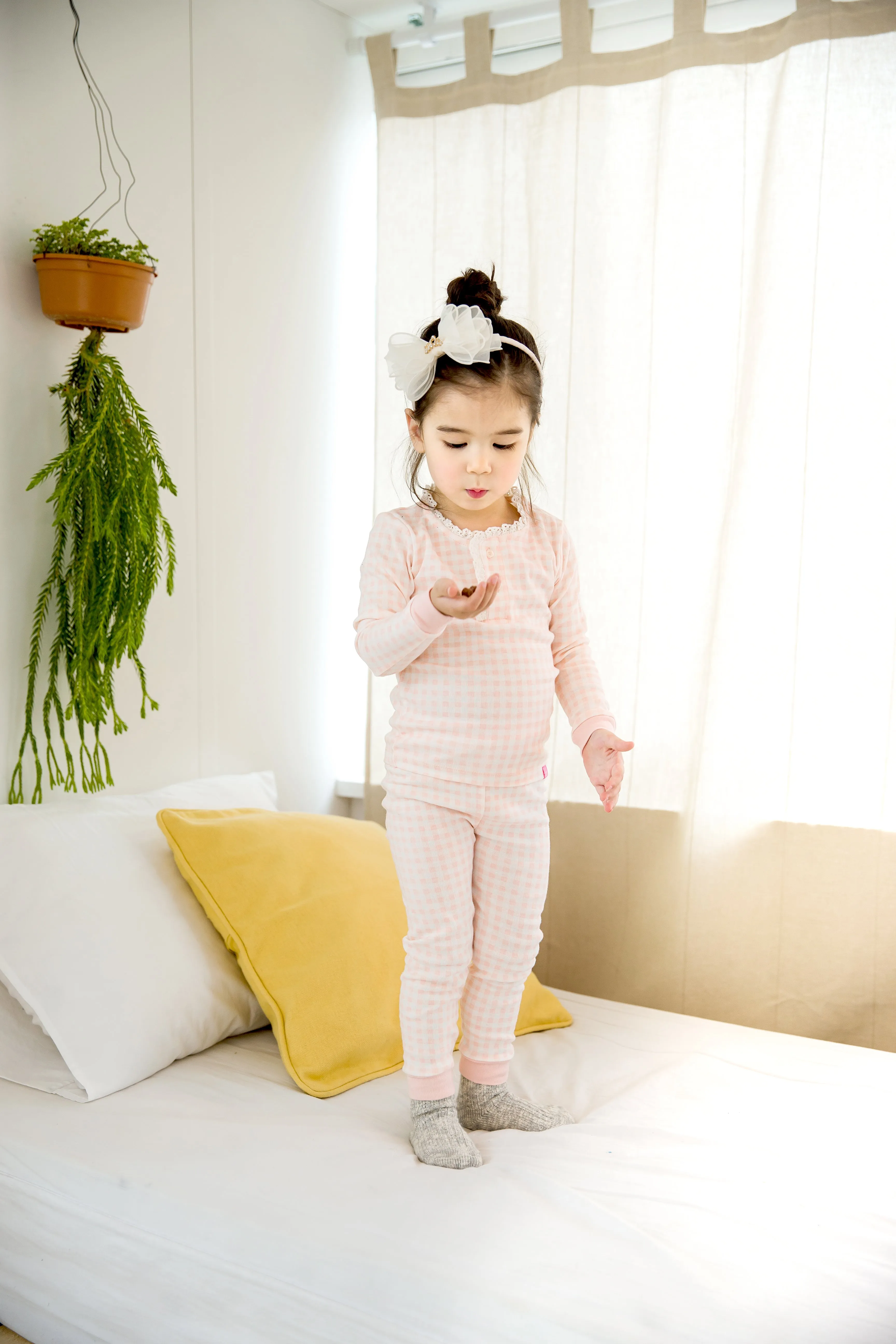 Lacy Check Pink Long Sleeve Pajama