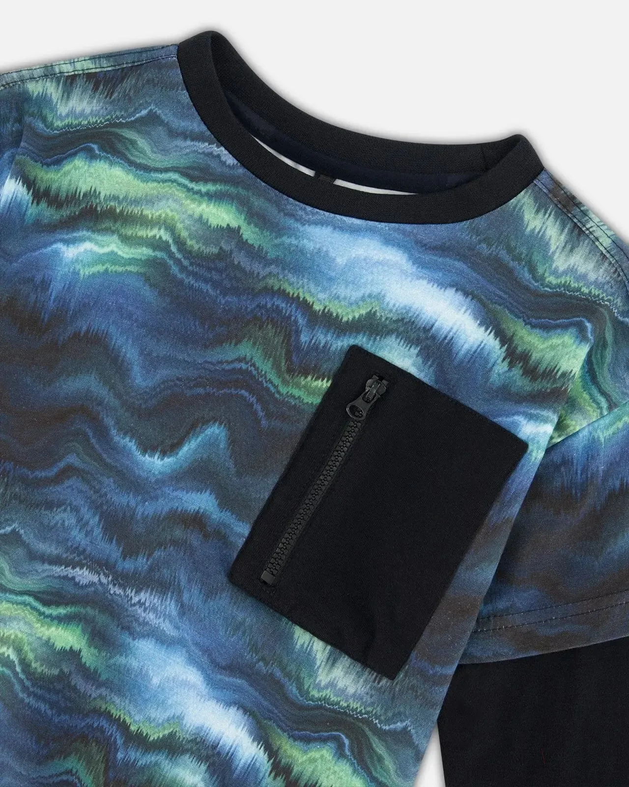 Layered Long Sleeve T-Shirt Blue Aurora Borealis