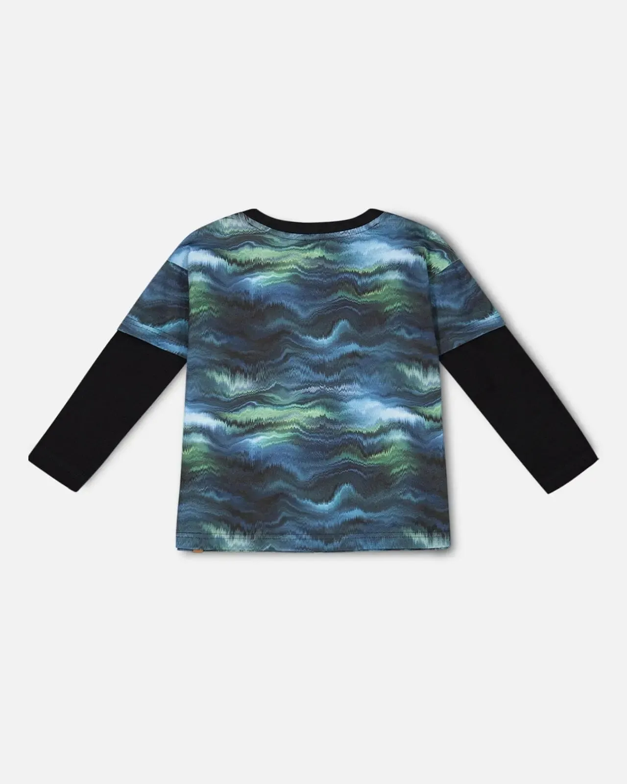 Layered Long Sleeve T-Shirt Blue Aurora Borealis