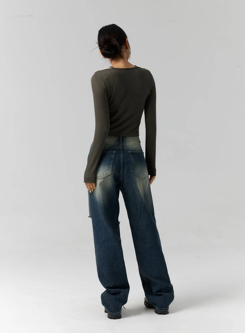 Layered Ribbed Long Sleeve Top CS308