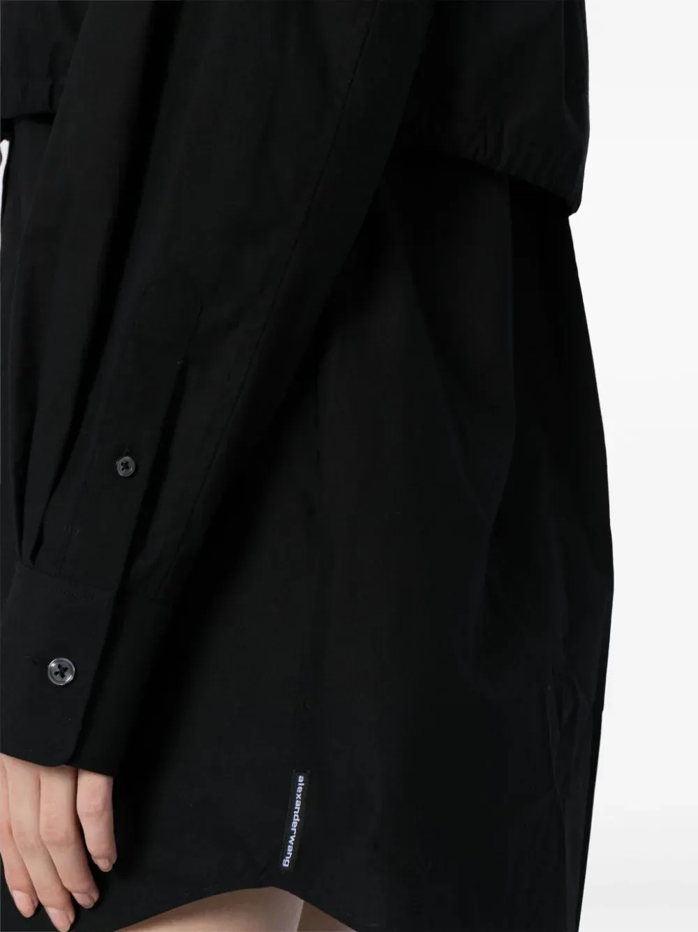 Layered Shirt Dress In Compact Cotton With Self-Tie