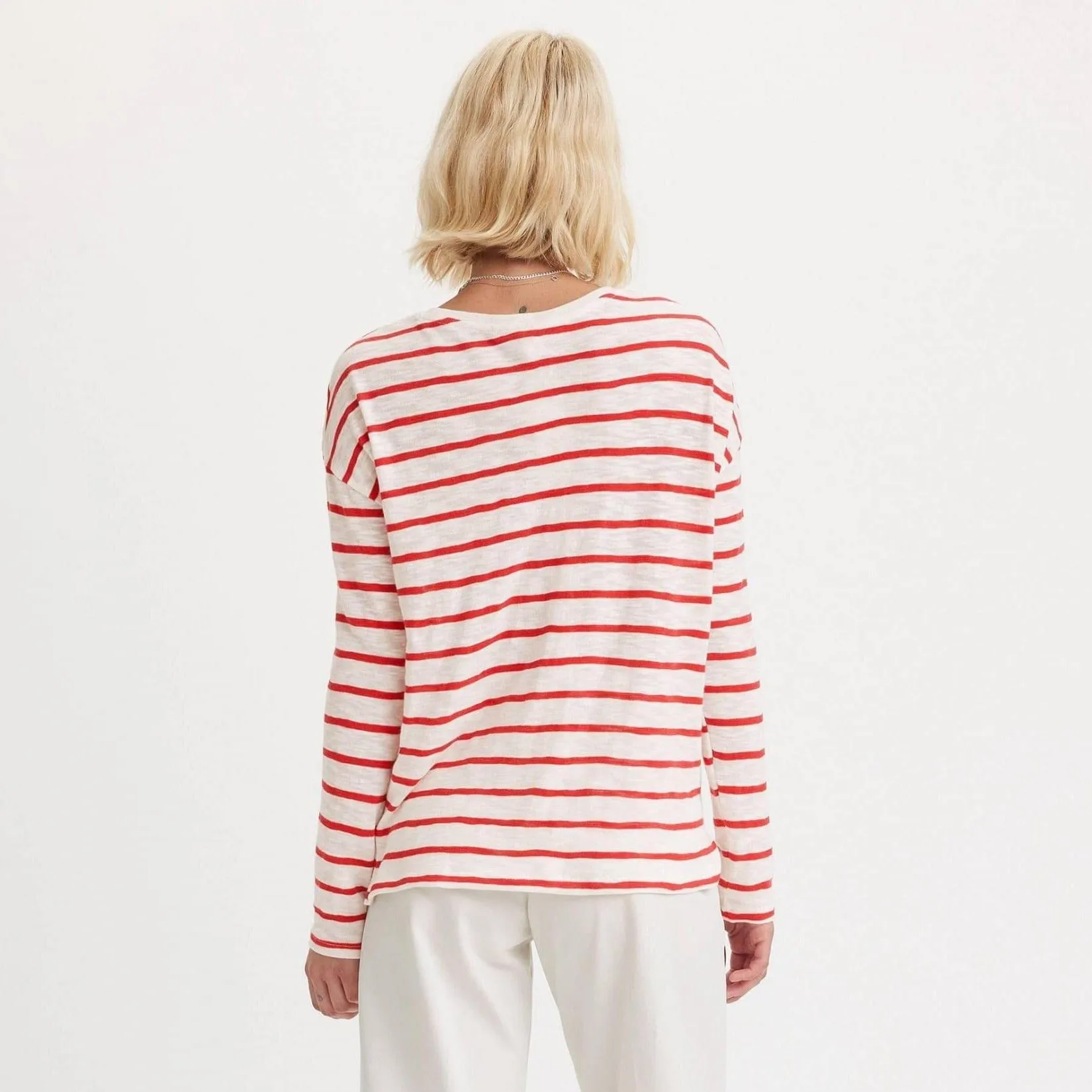 Levi's Margot Long Sleeve Tee Saint Stripe Script in Red
