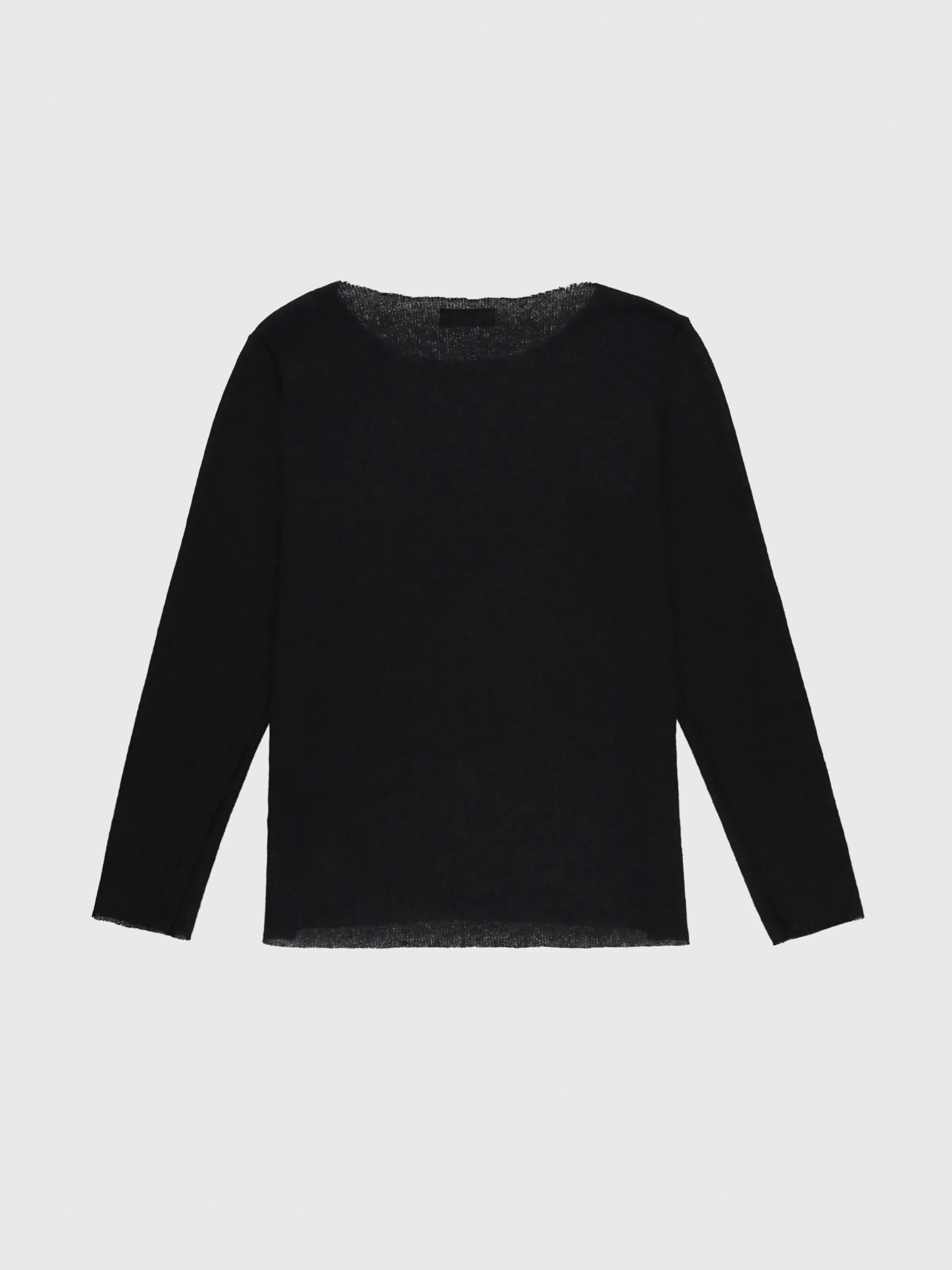 Light Mohair Long Sleeve Layering Top in Black