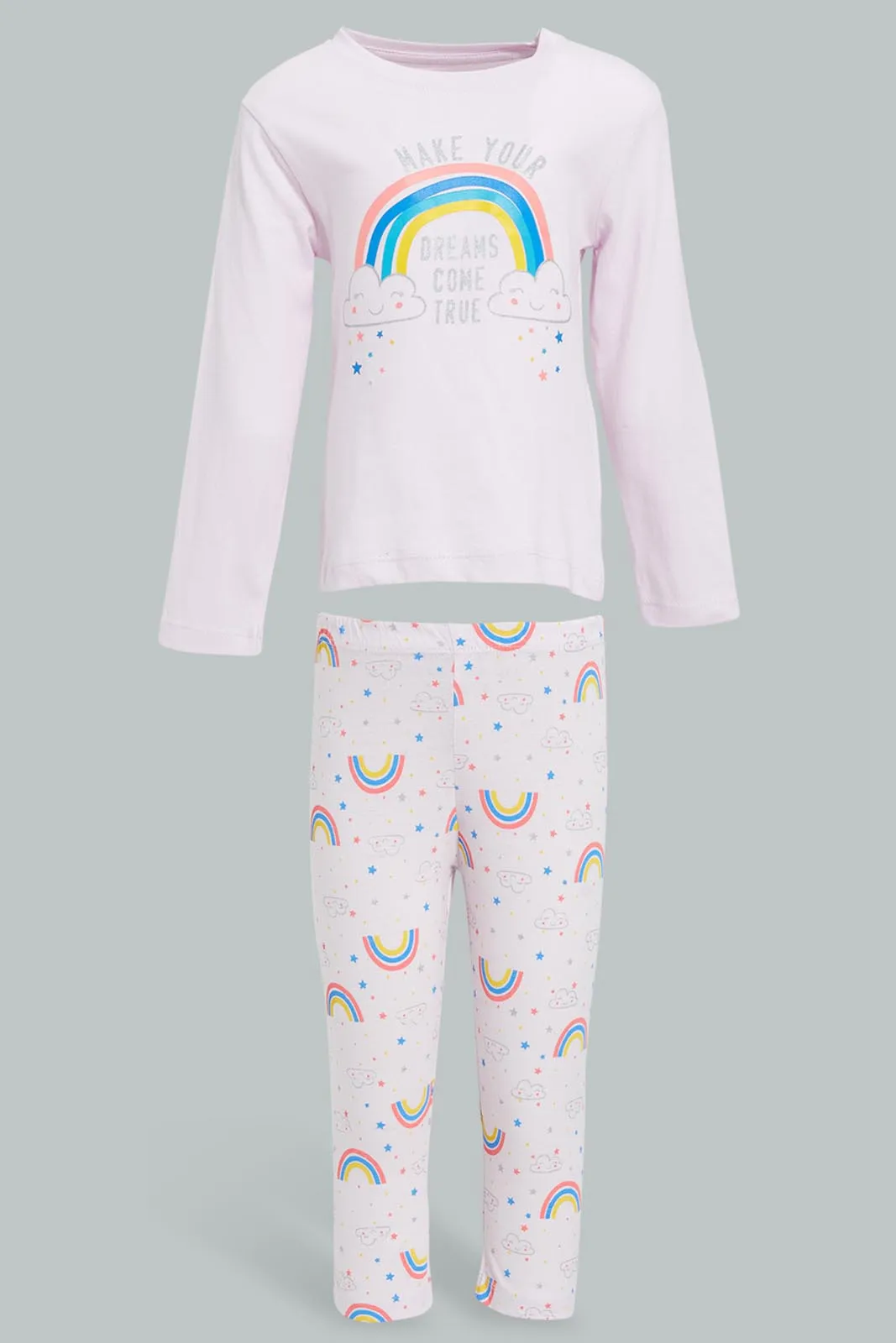 Lilac Rainbow Pyjama Set For Baby Girls (2 Piece)