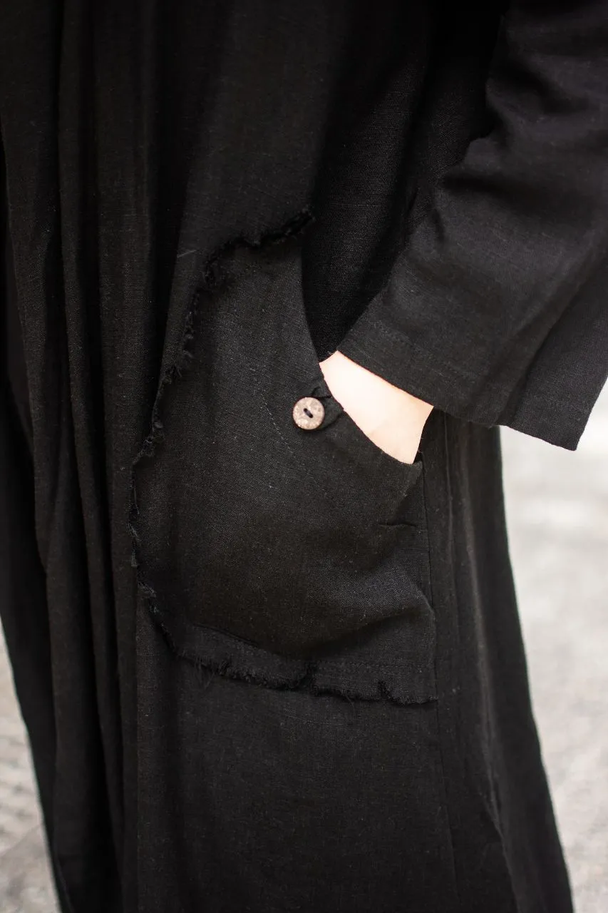 LINNEN PLAIN FRAYED JACKET