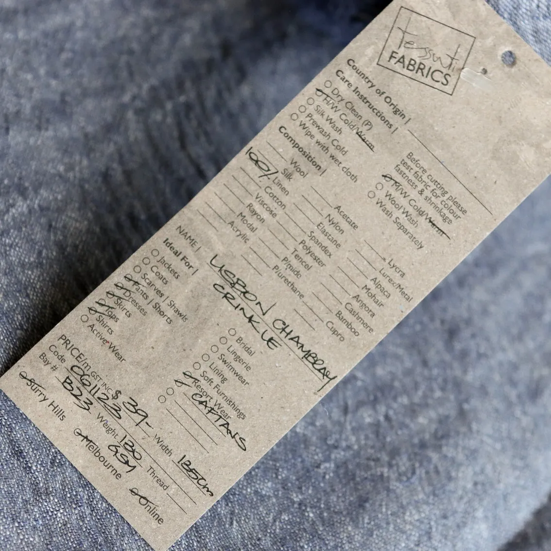 Lisbon Chambray Crinkle Linen