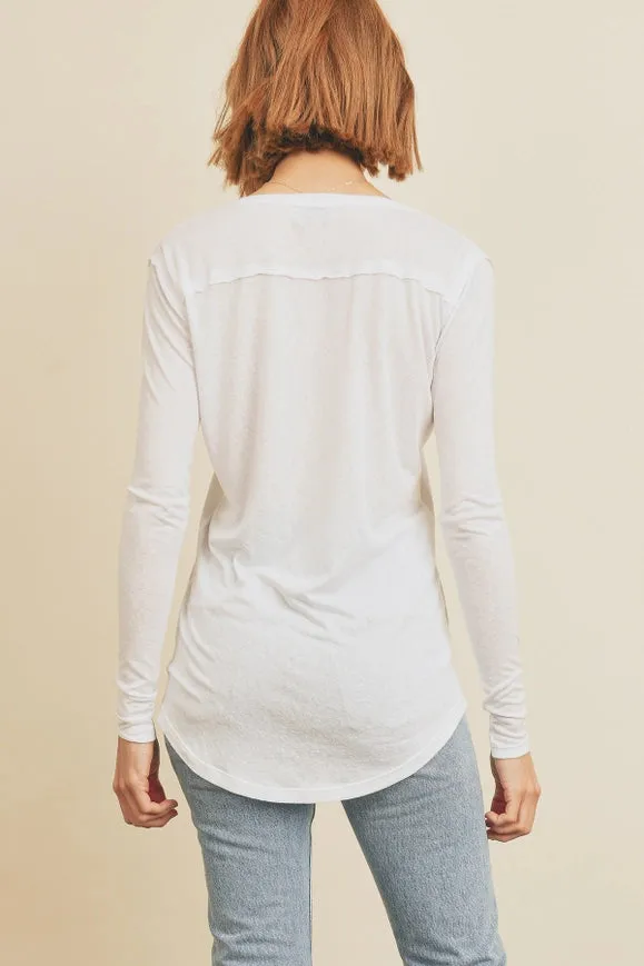 Long Sleeve Pocket Tee Ivory