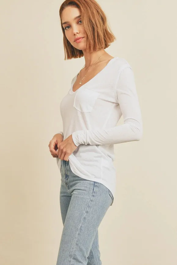 Long Sleeve Pocket Tee Ivory